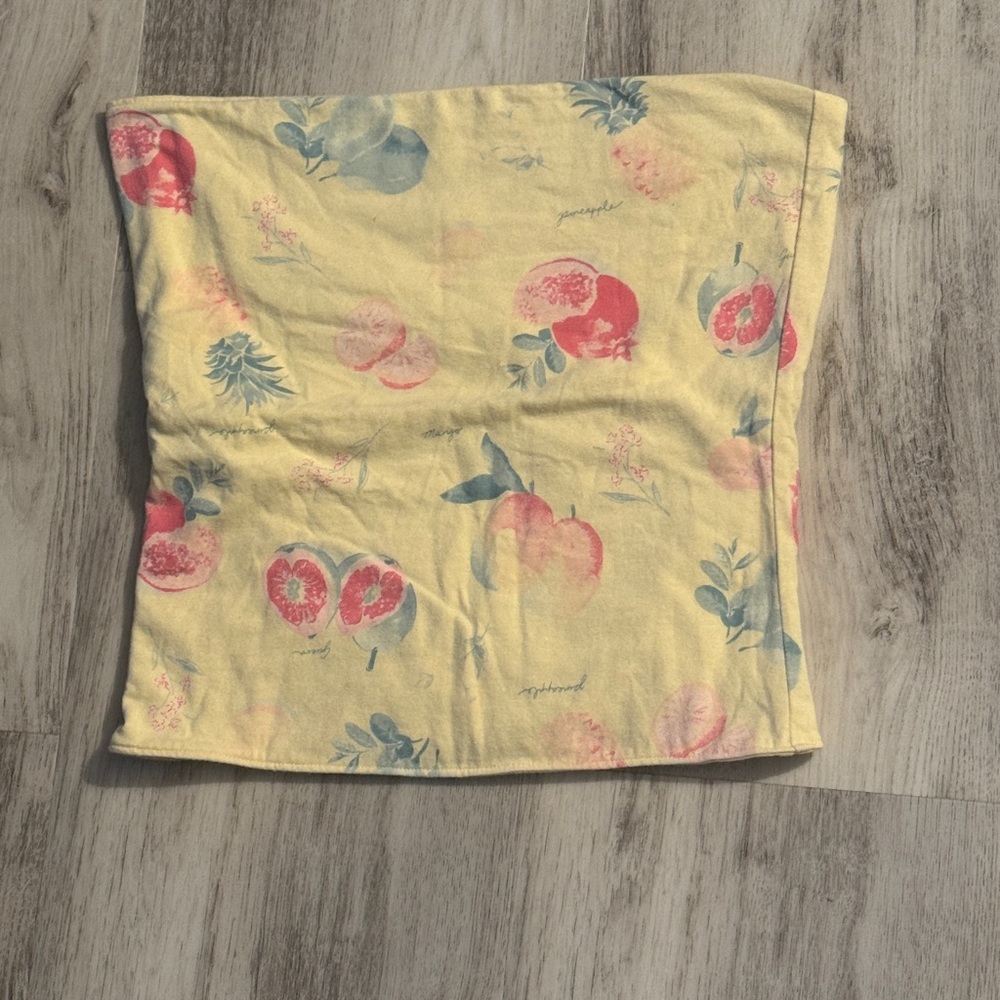 Hollister Yellow Tube Top with Floral Accents